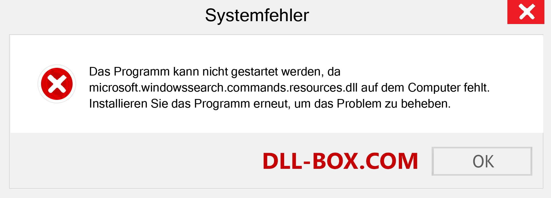 microsoft.windowssearch.commands.resources.dll-Datei fehlt?. Download für Windows 7, 8, 10 - Fix microsoft.windowssearch.commands.resources dll Missing Error unter Windows, Fotos, Bildern